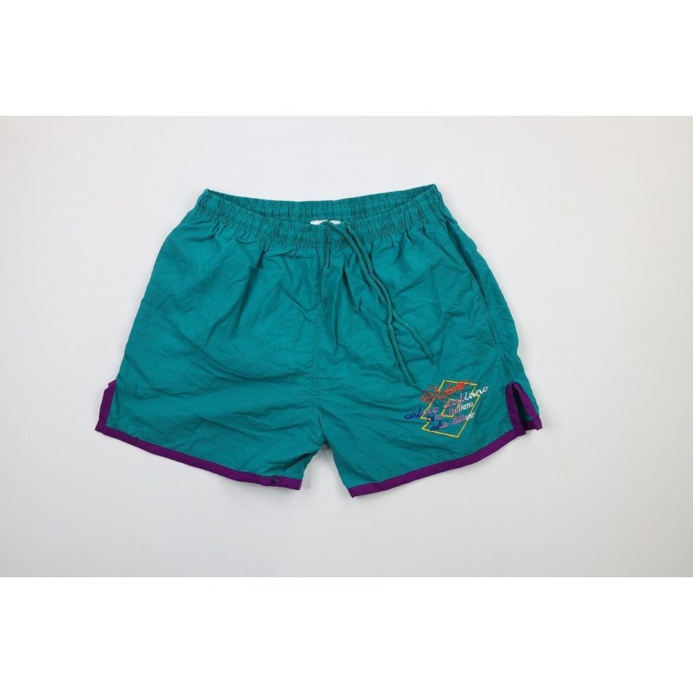 Vintage 90s Lotto Mens XL Calcio Italiano Spell Out Lined Soccer Shorts Football